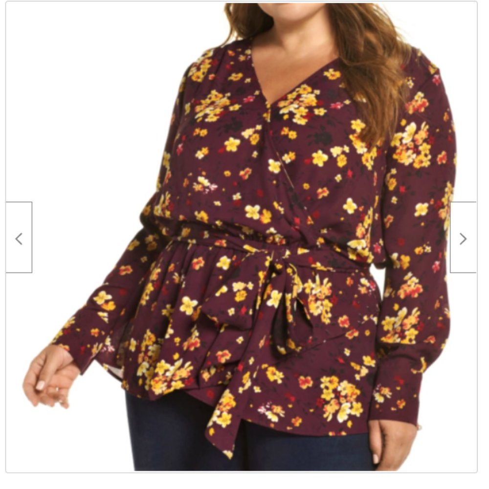 GIBSONLOOK Women's Wrap Blouse Purple  2X